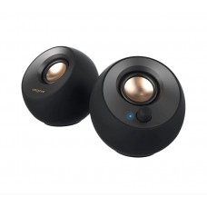 Тонколони Creative Pebble v2, 2.0, 8W RMS, USB-C/A & Жак 3.5 мм, Черен