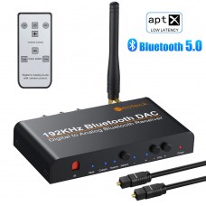 Цифров към аналогов аудио конвертор DAC 192kHz с Bluetooth/блутут и дистанционно