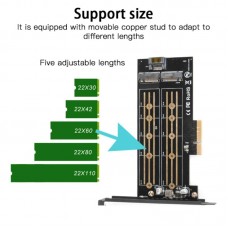 ДВОЕН преходник M.2 (M2) SSD NVME към PCI-E 3.0 x4