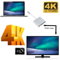 Алуминиев Type-C(USB-C) хъб към HDMI/USB 3.0/Type-C (конвертор)