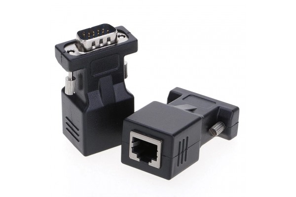 Адаптер, удължител от VGA букса към Lan (мрежов) кабел RJ45 - 2 броя - кабели и преходници - 14020 - nextbg.com