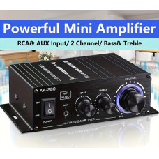 AK-280 компактен Hi-Fi стерео усилвател 2 × 40 W с RCA и AUX вход