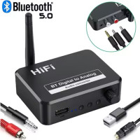 Bluetooth 5.0 аудио приемник и DAC конвертор – Optical Toslink към RCA / 3.5 мм AUX