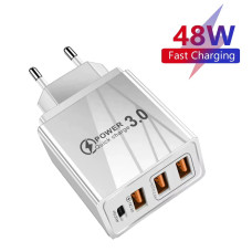 Бързо зарядно 48W с USB-C PD 20W и USB QC 3.0 – 4 порта, Подходящо за  Android iPhone и други устройства