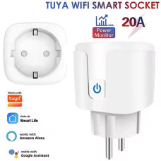 TUYA Smart WiFi контакт 20A, 220V с измерване на консумацията – Smart Life, Alexa и Google Home