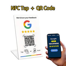 Табела / стойка за Google отзиви с NFC + QR код за ресторант/бизнес