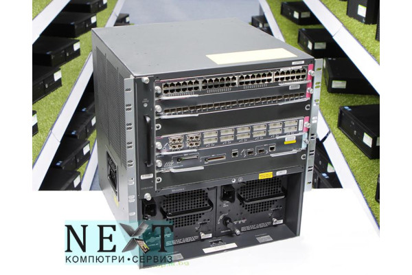 Cisco Chassis: Catalyst 6500-E; Module: WS-X6148A-GE-TX, WS-X6724-SFP, WS-X6516-GBIC, WS-SUP720-3B, Two 3000W Power Supplies (AA23200) Grade A - мрежови устройства - 280128625 - nextbg.com